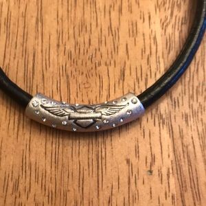 Harley Davidson Leather and Silver Necklace